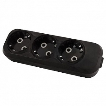 Колодка розеточная НАРОДНАЯ 3-местный, с заземлением, черный, SQ1806-0426 SQ1806-0426 TDM